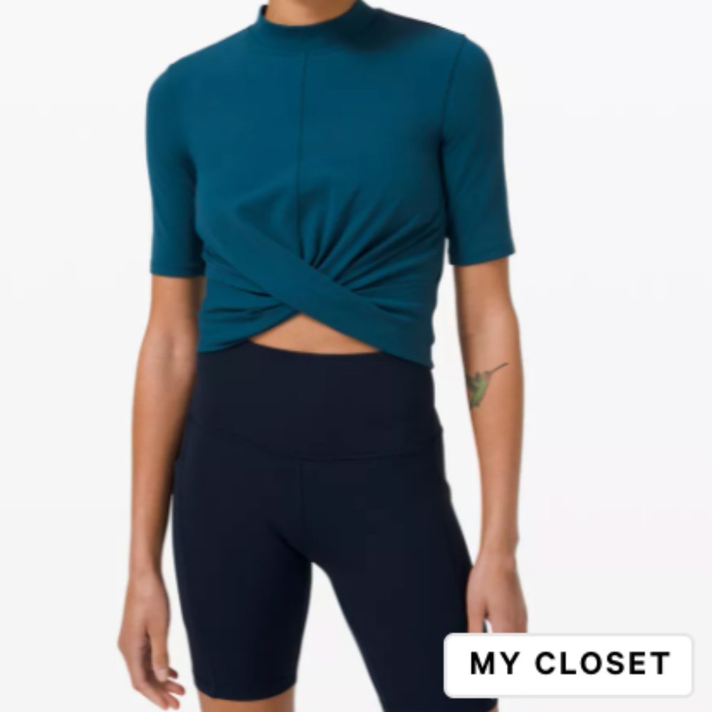 lululemon Wrap Front Mock Neck Crop Short Sleeve